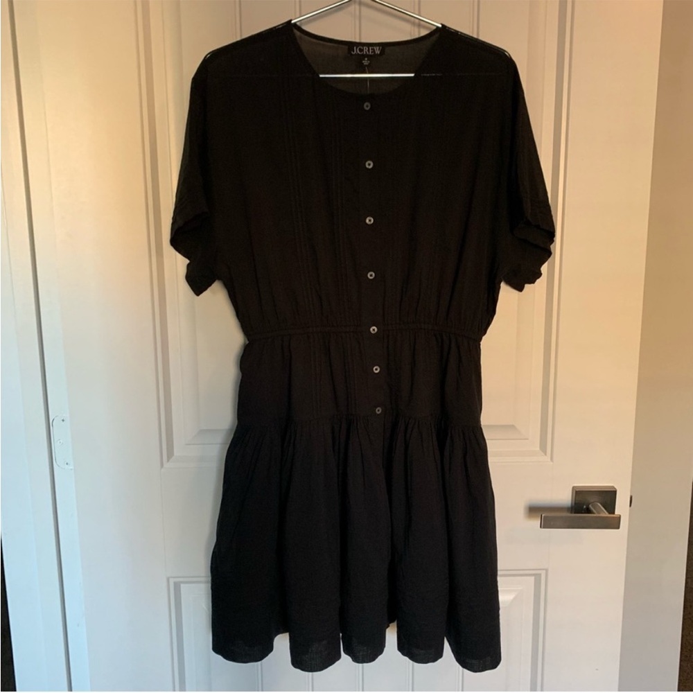 J Crew Dress M Pintuck Black - Picture 8 of 10